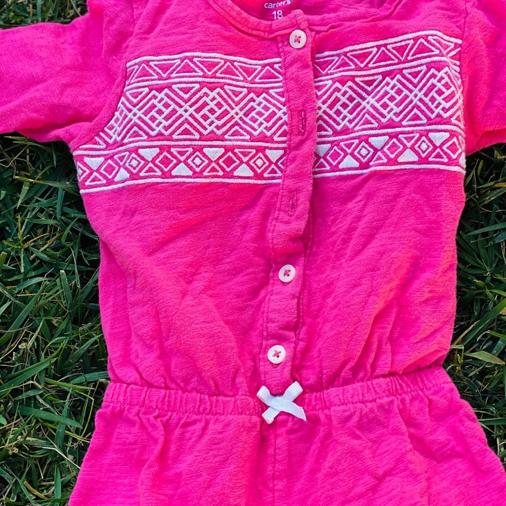 Infant Girl Pink Embroidered Jump Suit Pant